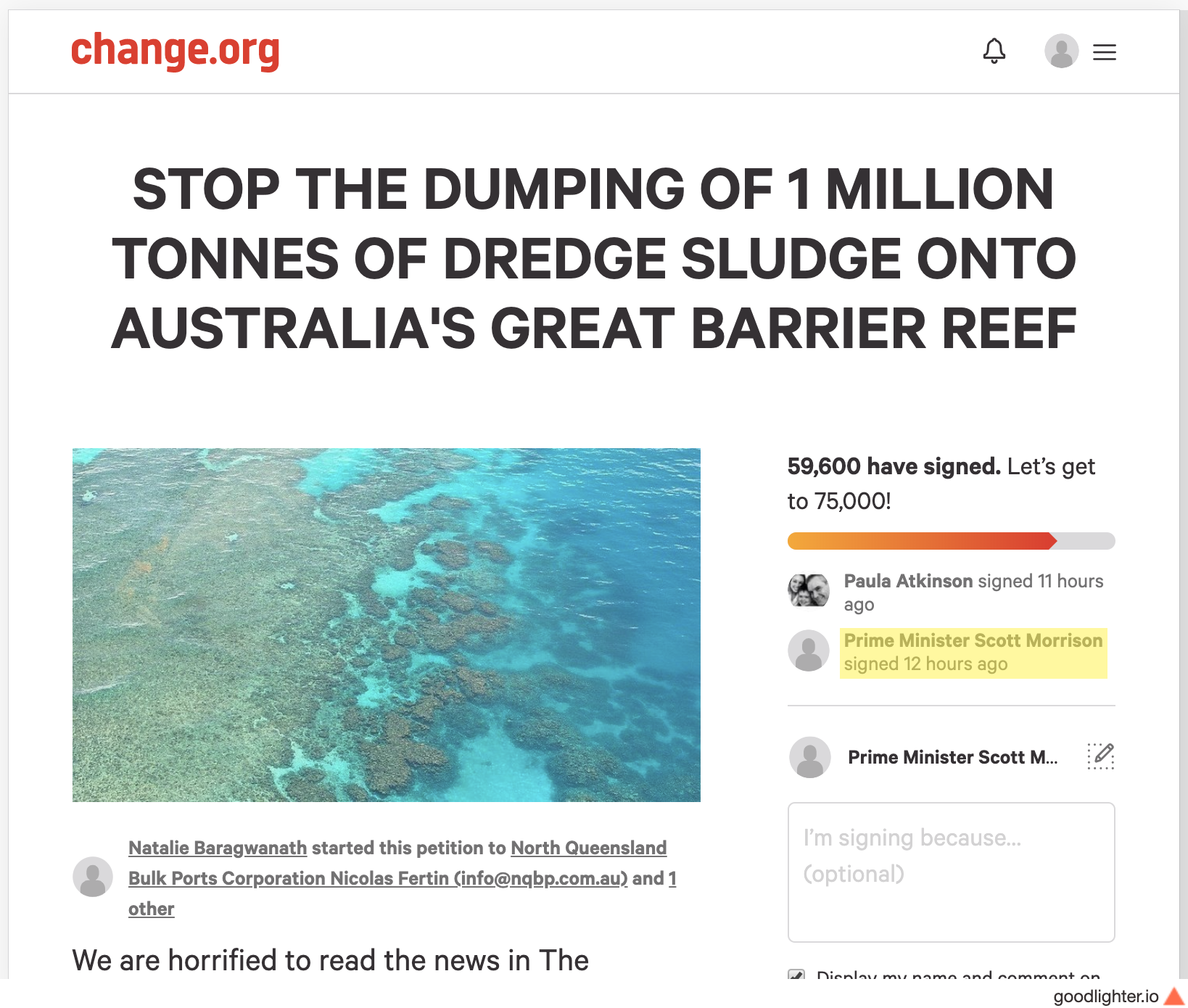 Australian PM supports save the reef petition!? Time to Change our ways.